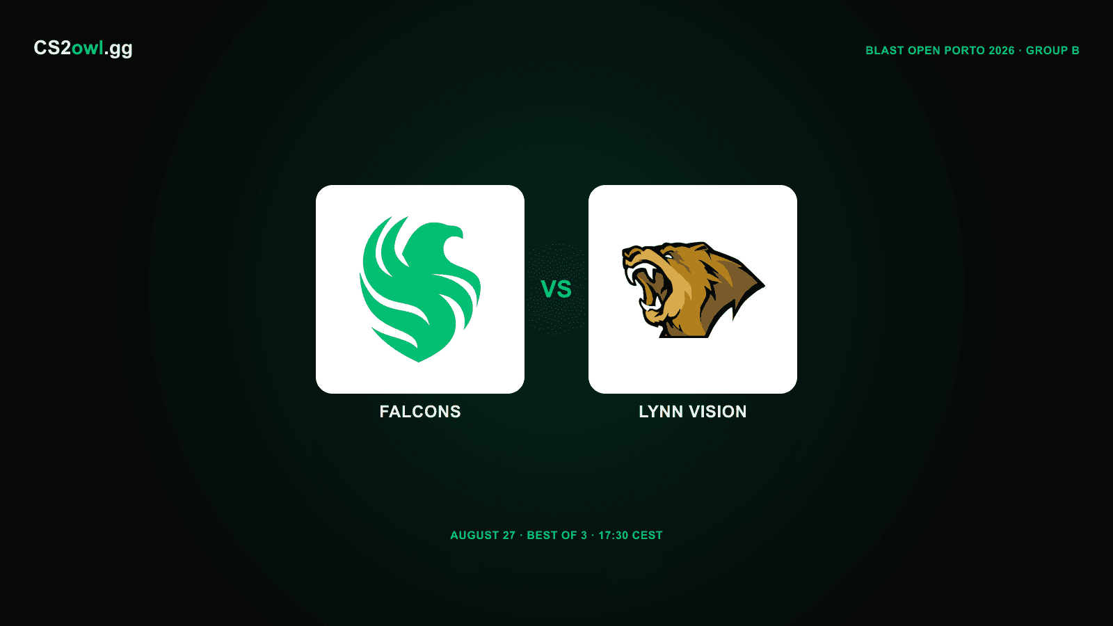 Falcons vs Lynn Vision — BLAST Open Porto 2026, Group B Opening Round, August 27