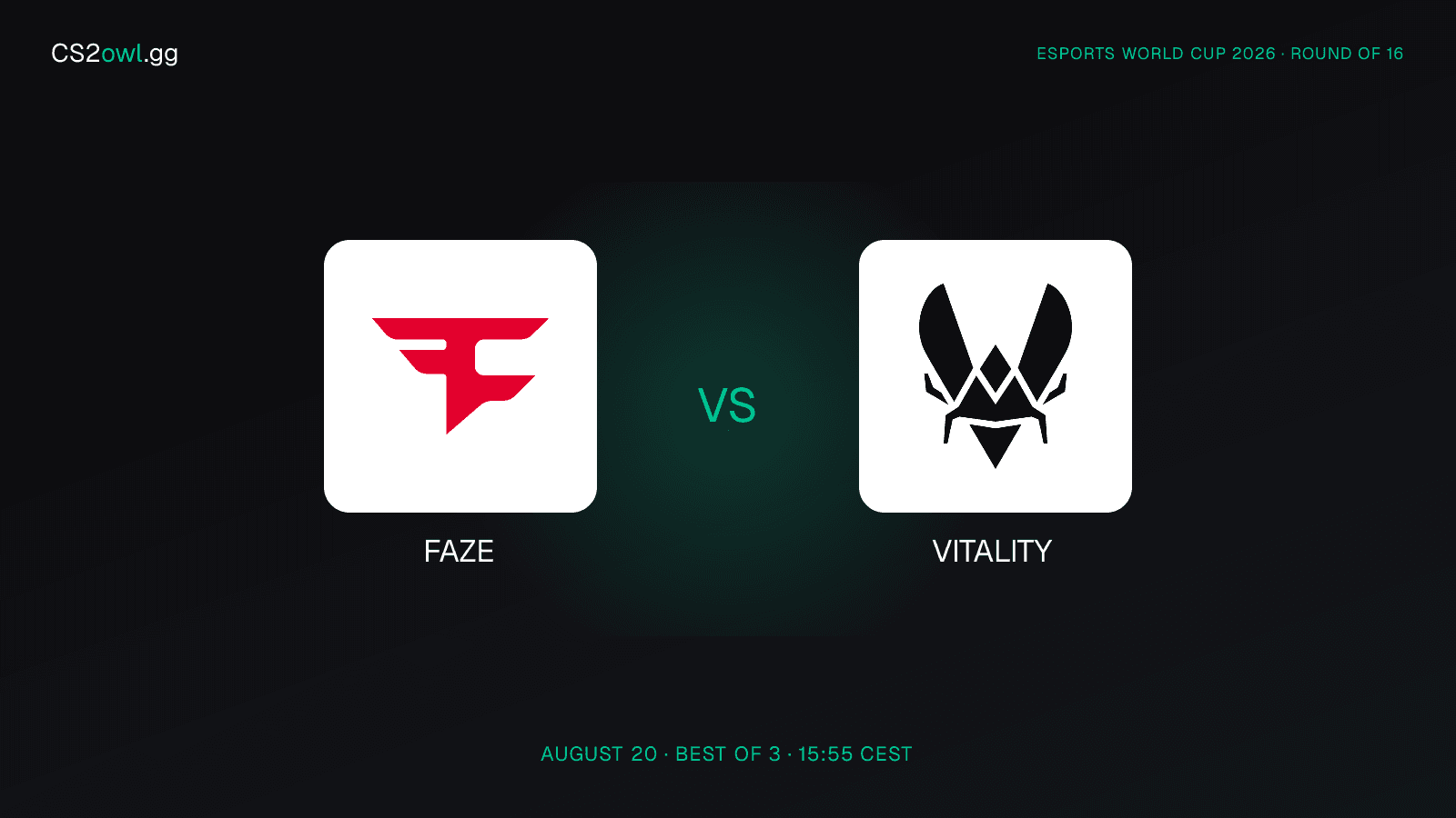 FaZe vs Vitality — Esports World Cup 2026, Round of 16, August 20