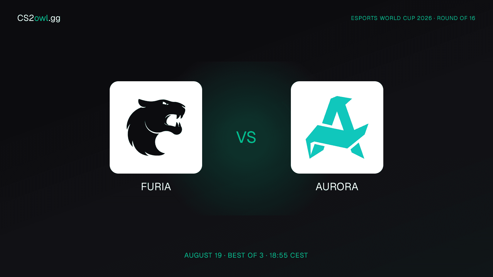 FURIA vs Aurora Gaming — Esports World Cup 2026, Round of 16, August 19