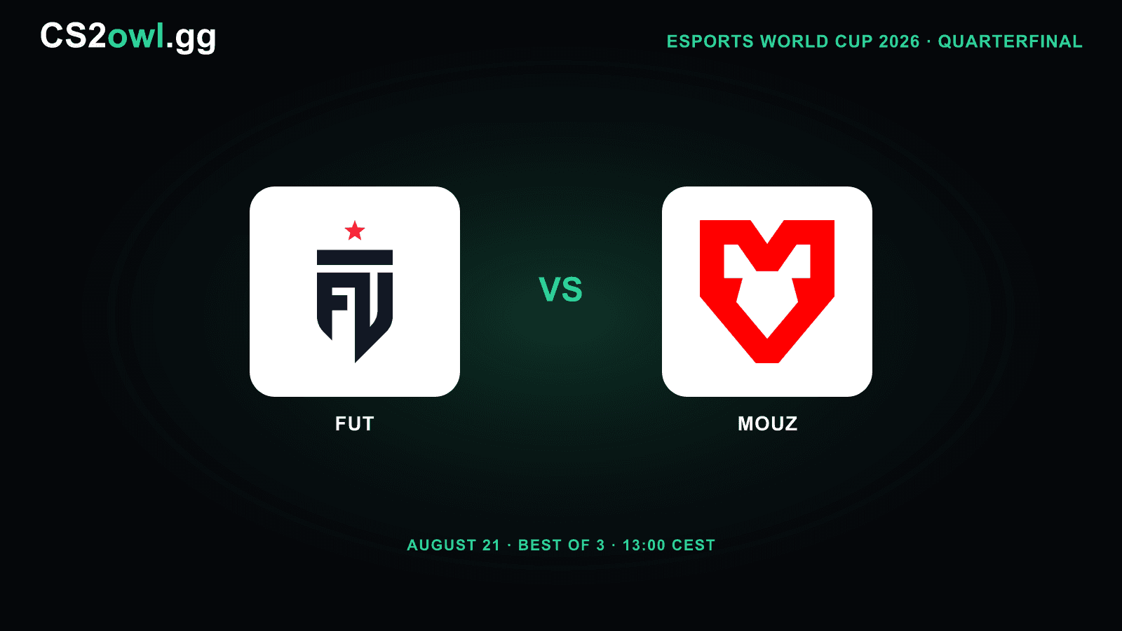 FUT vs MOUZ — Esports World Cup 2026 Quarterfinal, August 21