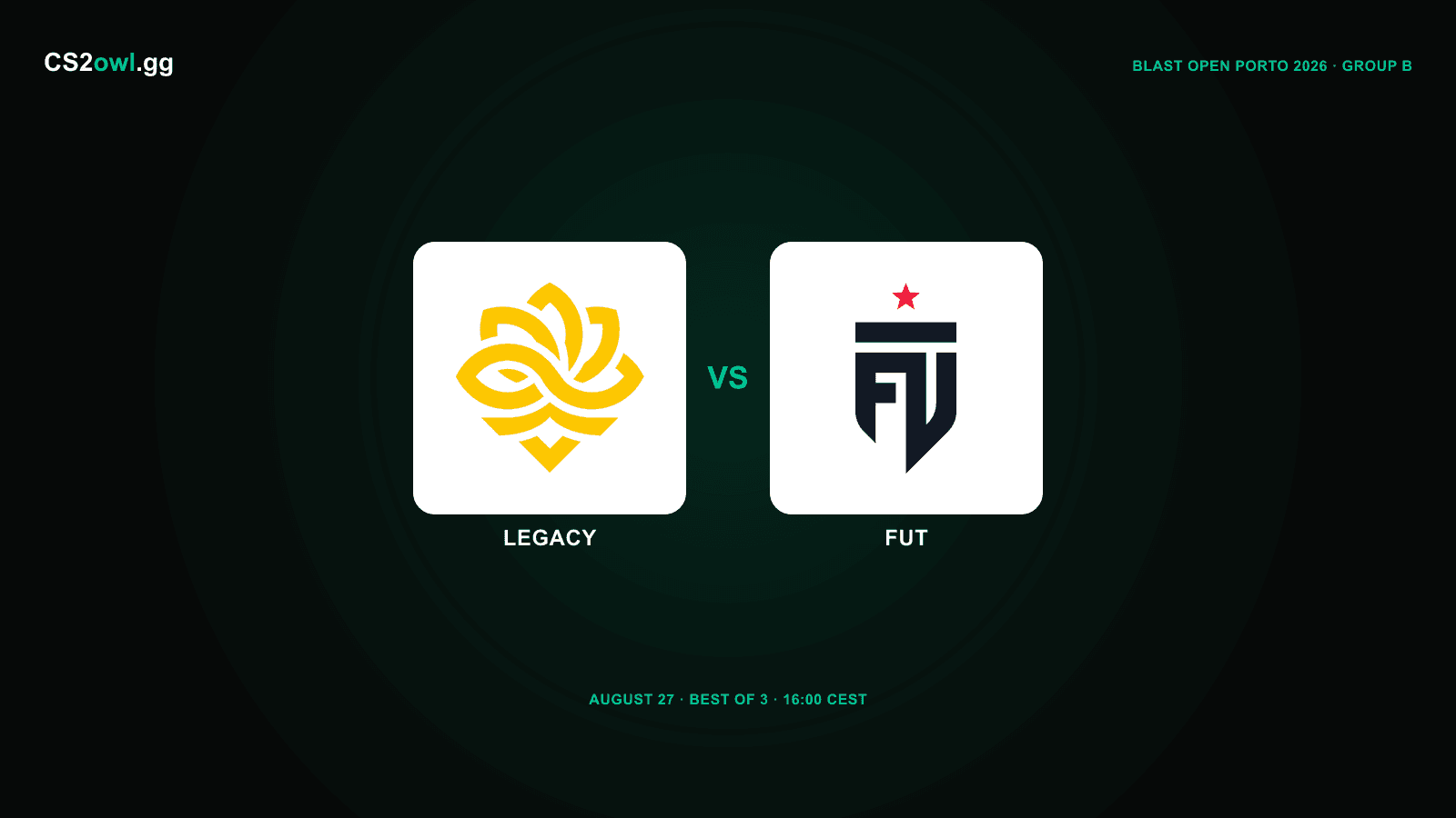 Legacy vs FUT — BLAST Open Porto 2026, Group B Opening Round, August 27